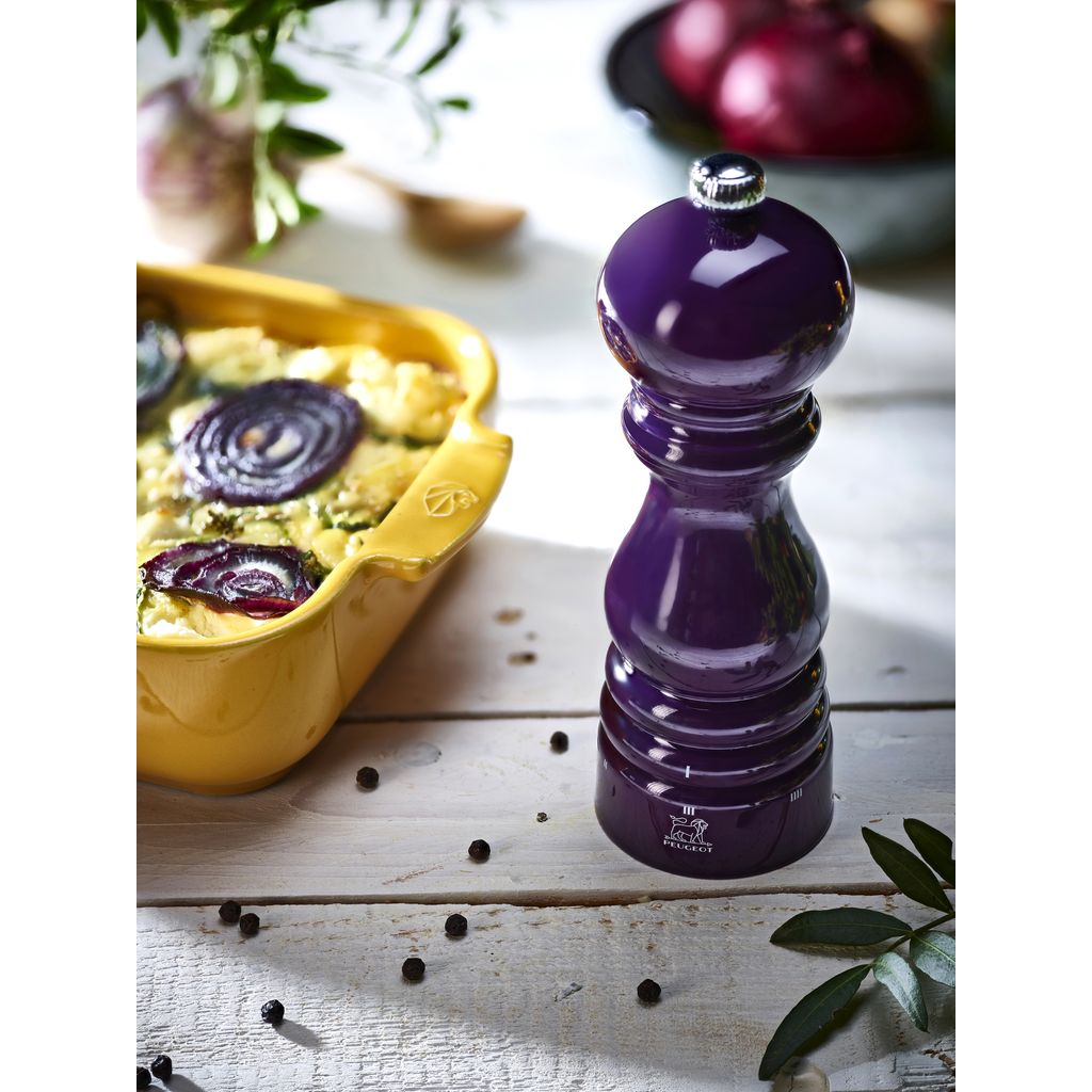 Moulin à poivre manuel u'Select en bois laqué, aubergine, 18 cm - Visuel 3